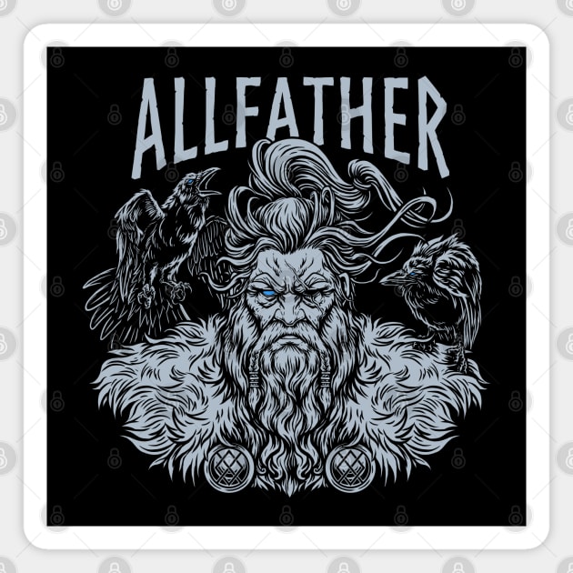 Allfather Odin Norse Pagan God Viking Mythology Huginn Muninn Magnet by Blue Pagan